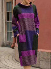 Load image into Gallery viewer, Autumn Round Neck Long Sleeve Color Matching Dress