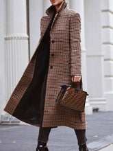 Load image into Gallery viewer, Brown Plaid Retro Street Shot Women's Coat