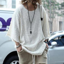 Load image into Gallery viewer, Round Neck Casual Nine Points Sleeve Loose T-Shirt