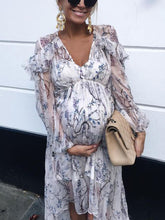 Load image into Gallery viewer, Chiffon Floral Long Sleeve Maternity Dress
