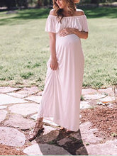 Load image into Gallery viewer, Maternity Pure Color Casual One-Shoulder Dress