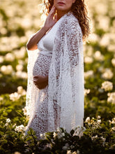 Load image into Gallery viewer, Maternity Sexy V-Neck Bat Sleeve Lace Stitching Split Photography Dress
