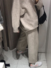 Load image into Gallery viewer, Fashionable Loose Turtleneck Sweater and Wide-leg Pants Solid Color Knitted Suit