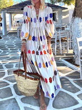 Load image into Gallery viewer, Color Pattern Printing Long Sleeves Women's Dress
