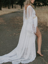 Load image into Gallery viewer, Maternity Sexy Deep V Backless Trailing Lace Split Maxi Dress