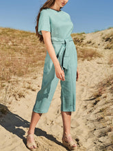 Load image into Gallery viewer, Casual Loose Short-sleeved Lace-Up Jumpsuit
