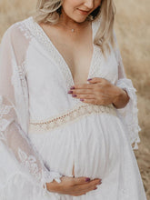 Load image into Gallery viewer, Maternity Sexy Deep V Backless Trailing Lace Split Maxi Dress