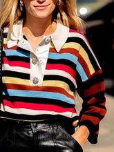 Load image into Gallery viewer, Comfortable Lapel Color Striped Knitted Top