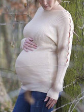 Load image into Gallery viewer, Maternity Casual Long Sleeve Hollow-Out Pullover Knit Top