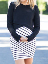 Load image into Gallery viewer, Fashion Stripe Long Sleeve Maternity Dress