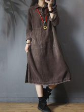 Load image into Gallery viewer, Women's Autumn and Winter Long Solid Color Retro Dress