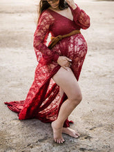 Load image into Gallery viewer, Net Yarn V-Neck Maternity Dresses