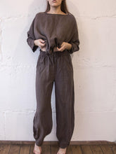 Load image into Gallery viewer, Women's Linen Shirt Harem Pants Solid Color Casual Suit