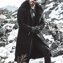Load image into Gallery viewer, Black Long Mens Leather Jacket Winter