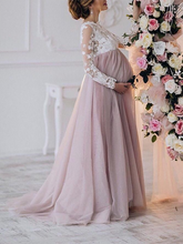 Load image into Gallery viewer, Elegant Lace Long-sleeved See-through Dress for Pregnant Women