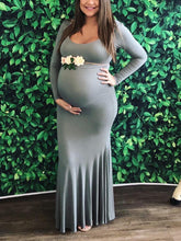 Load image into Gallery viewer, Fishtail Design U-Neck Long Maternity Dresses