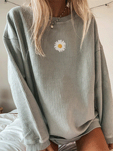 Load image into Gallery viewer, Casual Solid Floral Printed Long-Sleeved Sweatershirt
