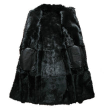 Load image into Gallery viewer, Black Long Mens Leather Jacket Winter