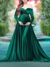 Load image into Gallery viewer, Elegant Off-shoulder Maternity Dress Long Dress