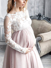 Load image into Gallery viewer, Elegant Lace Long-sleeved See-through Dress for Pregnant Women