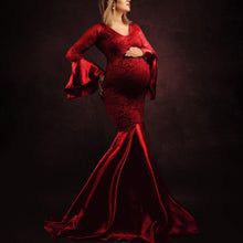 Load image into Gallery viewer, Lace Satin Maternity Dress Maternity Wedding Dress