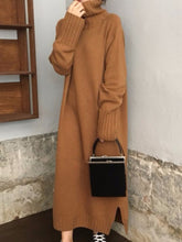 Load image into Gallery viewer, Women Casual Turtleneck Pullover Long Knitted Dress