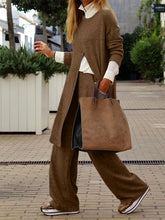 Load image into Gallery viewer, Fashion Split Top and Wide Leg Pants Suit