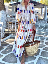 Load image into Gallery viewer, Color Pattern Printing Long Sleeves Women's Dress