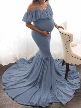 Load image into Gallery viewer, One Word Collar Casual Sexy Maternity Dress