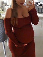 Load image into Gallery viewer, Maternity Solid Color Off Shoulder Bodycon Dress