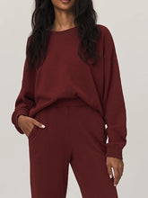 Load image into Gallery viewer, Fall/Winter Women Fashion Pure Color Pullover Tops And Pants Two-piece Suit