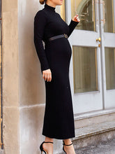 Load image into Gallery viewer, Maternity Comfortable Slim High Neck Long Sleeve Waist Dress