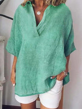 Load image into Gallery viewer, Women's Linen Short Sleeve Solid Color Casual Shirt Suit
