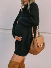 Load image into Gallery viewer, High Neck Long Sleeve Knit Maternity Dress