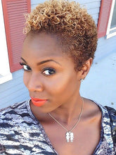Load image into Gallery viewer, Golden Gradient Small Curly Short Hair Fiber Wig