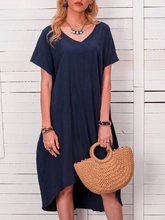 Load image into Gallery viewer, Women's Solid Color Irregular Hem Casual Midi Dress