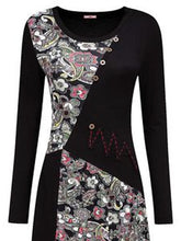 Load image into Gallery viewer, Women's Long Sleeve Print Button Casual Dress