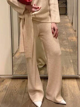 Load image into Gallery viewer, Fashionable and Comfortable Lace-up Top and Wide-leg Pants Knitted Solid Color Suit