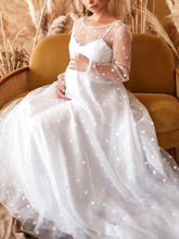 Load image into Gallery viewer, White Lace Polka Dot Photo Maternity Dress