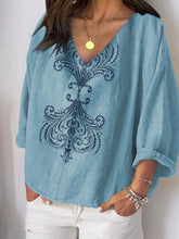 Load image into Gallery viewer, Women's Print V Neck Casual Cotton Shirts and Shorts Suit