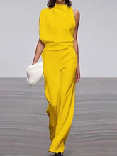 Load image into Gallery viewer, Fashion Oblique Shoulder Folds Women's Jumpsuit
