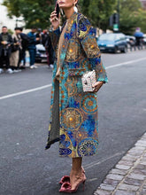 Load image into Gallery viewer, Colorblock Printing Lapel Casual Women's Coat