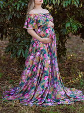 Load image into Gallery viewer, Maternity Sexy Print Ruffled Long Dress