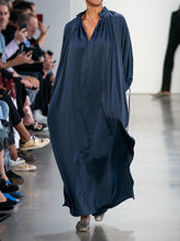 Load image into Gallery viewer, Chiffon V-neck Drawstring Long Sleeve Simple Dress