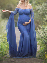 Load image into Gallery viewer, Elegant Off-Shoulder Stitching Maternity Dresses