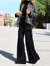 Load image into Gallery viewer, High-necked Top and Wide-leg Pants Solid Color Suit