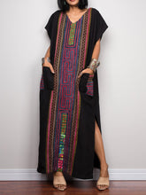 Load image into Gallery viewer, Ethnic Style Retro Print V-neck Dress