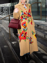 Load image into Gallery viewer, Flower Lapel Long Women's Coats