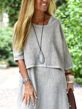 Load image into Gallery viewer, Cotton And Linen Mid-Sleeve Skirt Women's Suit
