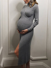 Load image into Gallery viewer, High Neck Knitted Casual Maternity Dress